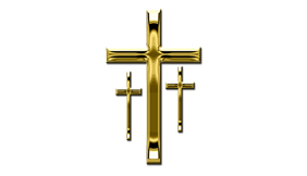 DNSEMP C 517 GD SH WT Empire Corner Gold 3 Crosses White